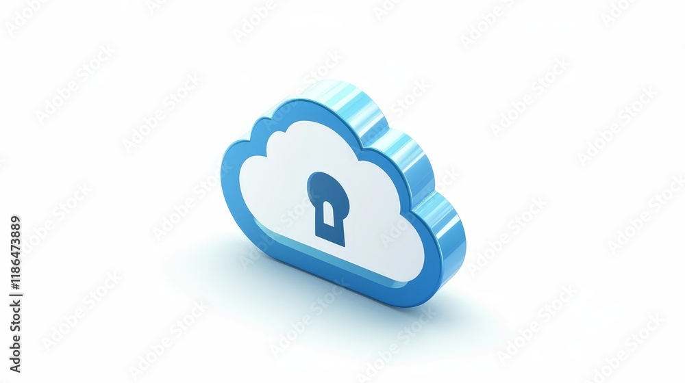 Poster cloud security, protecting digital information with lock and key ensuring online safety data protect