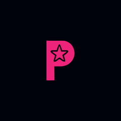 letter P with star logo vector illustration template design
