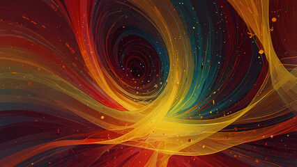 An abstract illustration background with vibrant colors like red, orange, and yellow, depicting the energy of shaking vibrations
