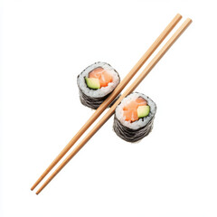 Sushi rolls with fresh ingredients and chopsticks, perfect for Asian cuisine