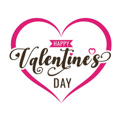 Valentine's Day Typography with Pink Heart Frame