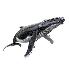 Humpback Whale Swimming Gracefully on a Clean transparent background, Isolated for Artistic Presentation