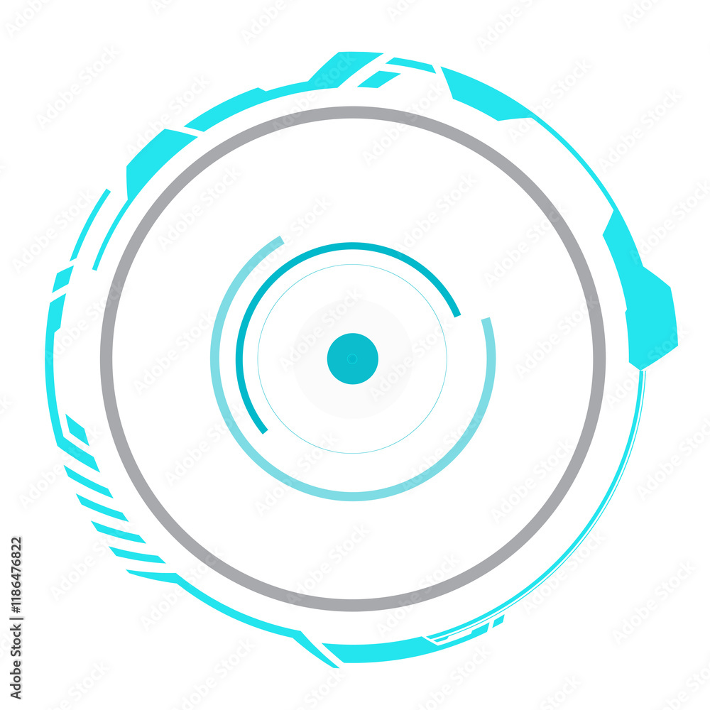 Poster circle hud digital technology style line and element on transparent background