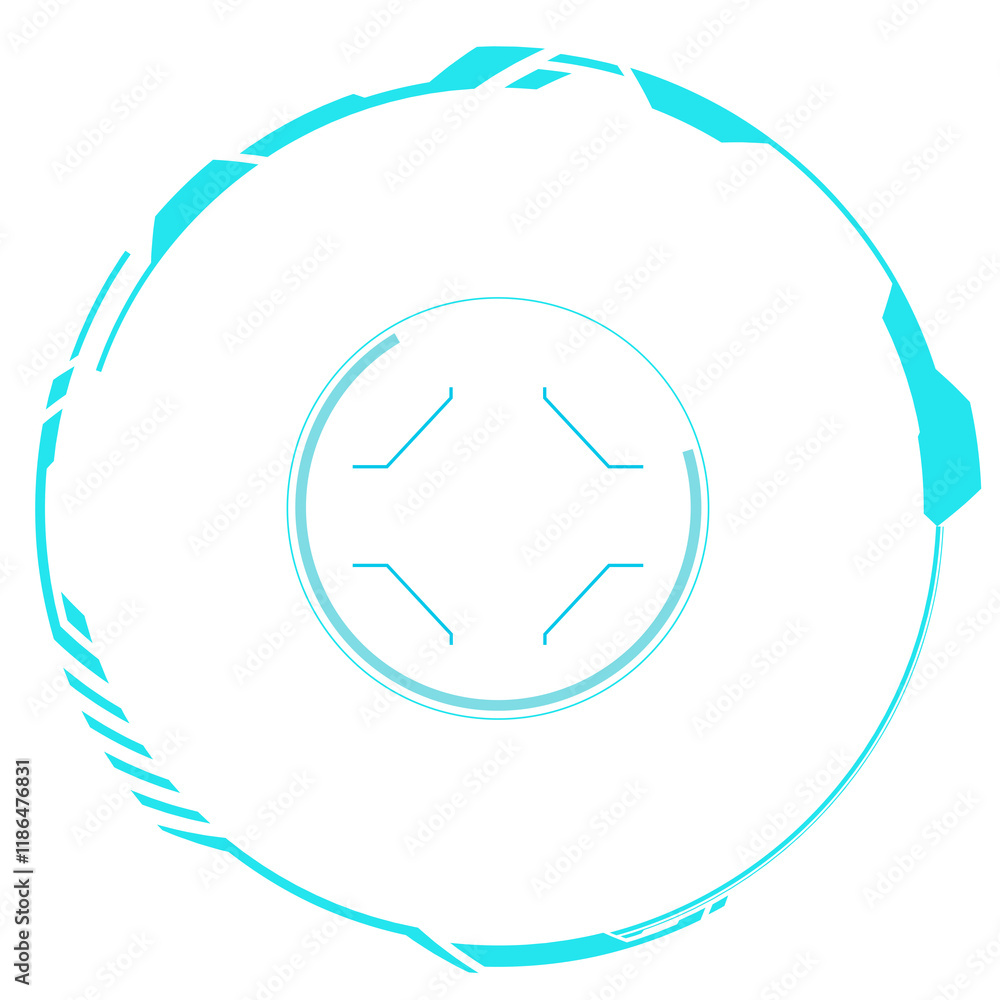Poster circle hud digital technology style line and element on transparent background