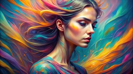 An abstract chalk portrait blends organic shapes and whimsical line art for a modern, artistic feel.