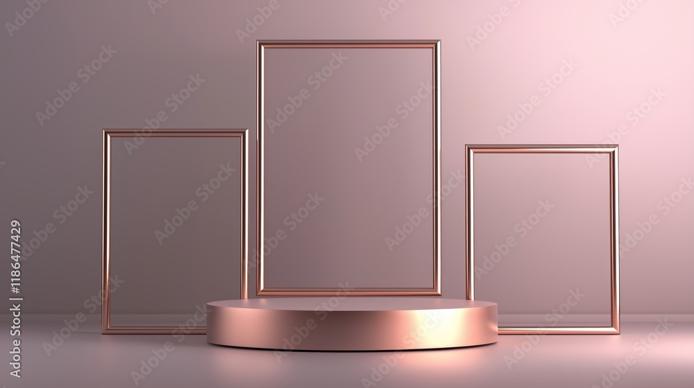 Aufkleber stylish 3d podium with ample empty space for framed artwork display