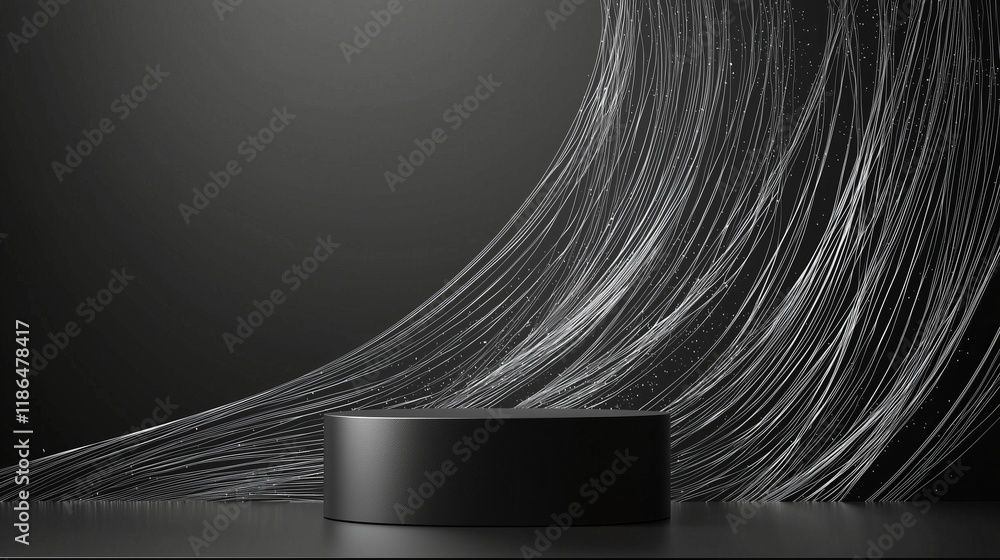 Poster modern 3d podium with ample empty space for product display presentation
