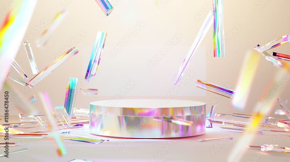 Aufkleber modern 3d podium surrounded by ample empty space and reflective elements