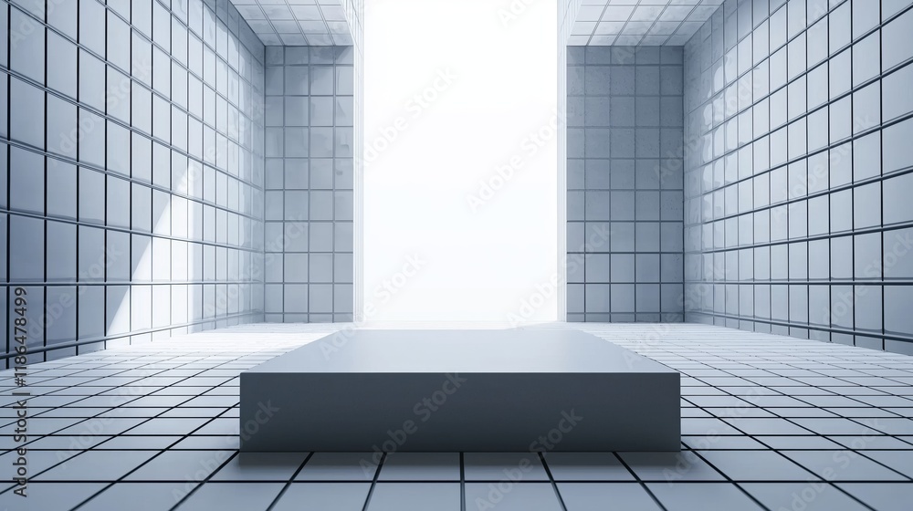 Poster modern 3d podium in ample empty space surrounded by minimalist design