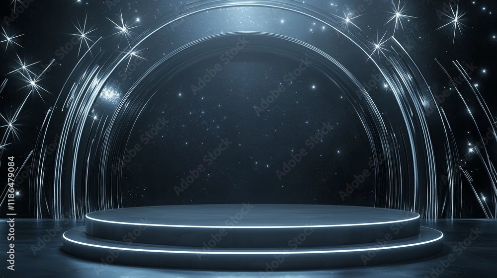 Poster elegant 3d podium with ample empty space for presentations and events