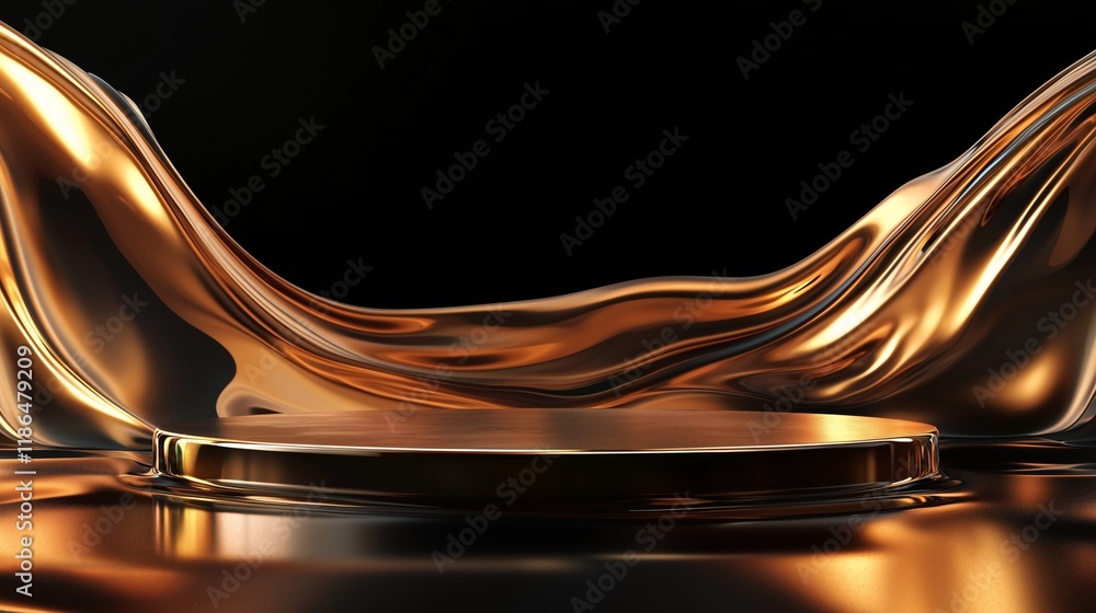 Poster stylish 3d podium with spacious frame and glossy surface for display