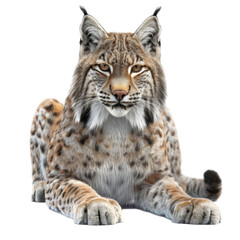Obraz premium Realistic Lynx Sitting on a Clean transparent background for Creative Projects and Presentations