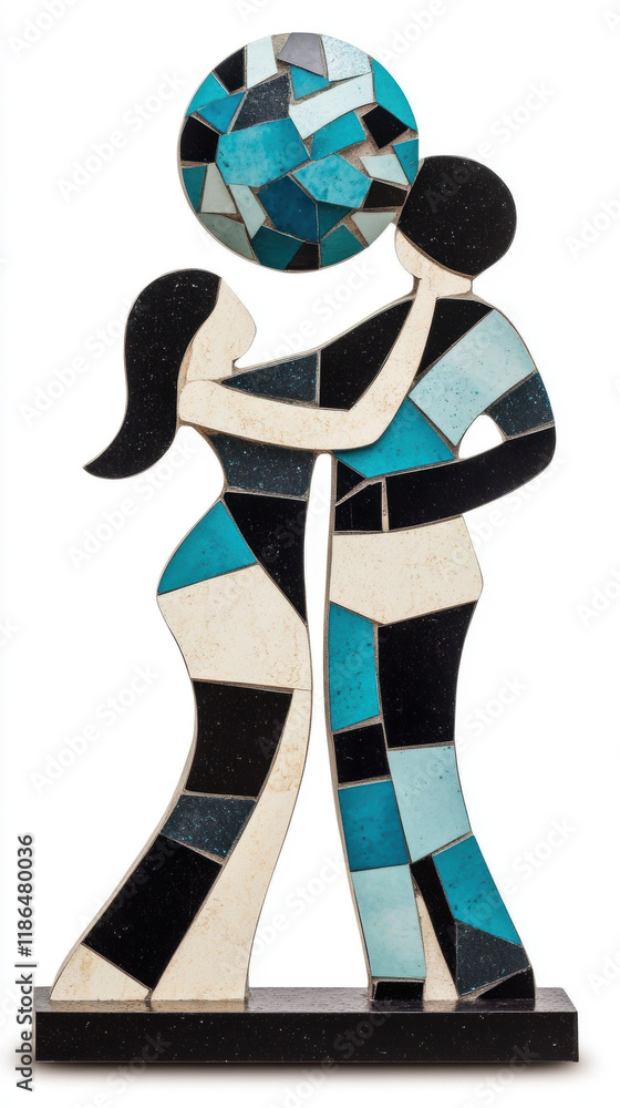 Poster relationship, a high-fidelity 3d model depicting two figures dancing under a disco ball, suitable fo