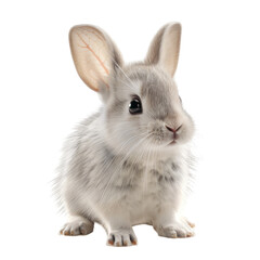 Obraz premium Cute and Adorable Young Rabbit on a Clean transparent background with Photorealistic Quality