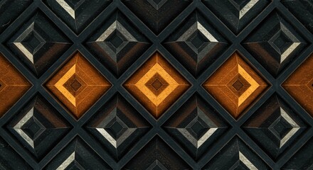 Abstract Geometric Gold Dark Brown Diamond Pattern Texture Background