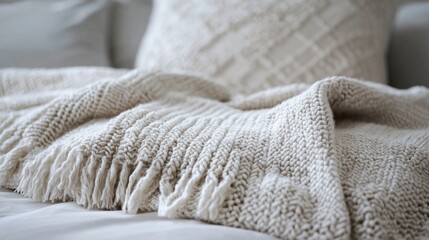 Luxurious Throw Blanket on White Background