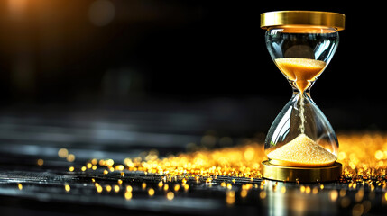 Hourglass Time Passage  With Isolated Yellow Shine Sand