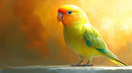 Naklejka premium Vibrant Yellow Green Parrot Illustration Showcasing Exotic Bird's Beauty