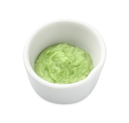 Hot wasabi paste in bowl isolated on white
