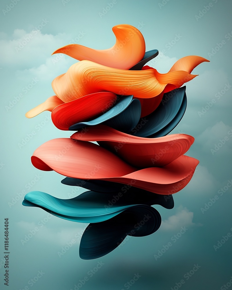 Poster captivating abstract pattern with flowing iridescent contours and a mesmerizing spectral glow