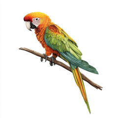 Fototapeta premium vibrant parrot perched on branch, showcasing its colorful feathers
