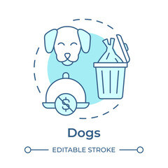 Dogs dishes soft blue concept icon. Low profitability and popularity. Menu engineering matrix. Round shape line illustration. Abstract idea. Graphic design. Easy to use in promotional material