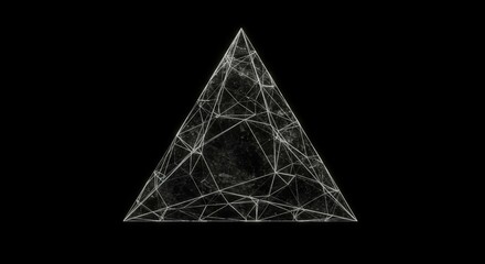 Abstract Triangular Pyramid Geometric Structure 3D Render Black Background
