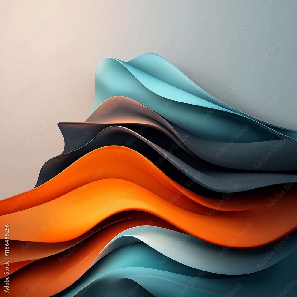 Aufkleber mesmerizing iridescent wavy abstract shapes in vibrant spectrum of colors ethereal and surreal digit