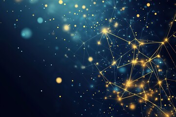 Futuristic Network Connection Design with Golden Lines and Bokeh