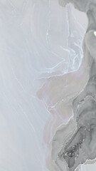 Unique alcohol ink abstract artwork featuring soft gray and white swirls on a smooth surface