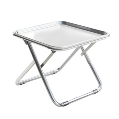 Isolated Clean White Tray Table for TV Viewing in Minimalist Design with Stainless Steel Frame