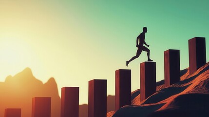 Athlete crossing a challenging obstacle course, endurance depicted, 3D illustration