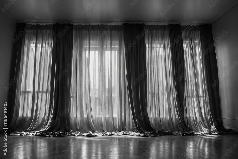 Aufkleber eemingly endless series of curtains receding into a vanishing point, creating a sense of depth and m
