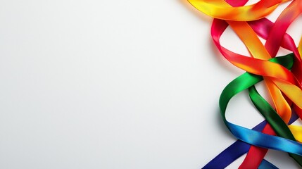 Intertwined Colorful Ribbons on a White Background for Creative Projects