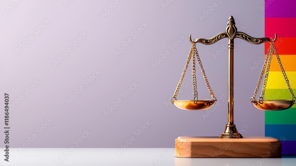 Aufkleber stylized representation of a balanced scale against a gradient background