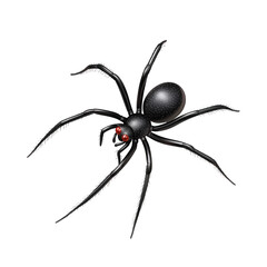 3D Black Widow Spider Cartoon Icon with Realistic Features and Vibrant Coloring in transparent background