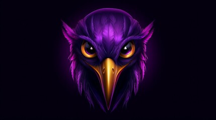 Obraz premium Intense gaze of a majestic purple owl, set against a dark background. Fierce yet beautiful.