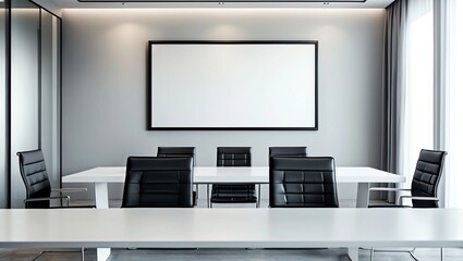 Modern meeting room with poster