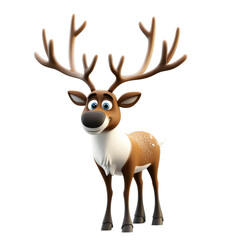 Cute 3D Cartoon Caribou Icon on transparent background, Ideal for Educational and Decorative Use in Various Projects