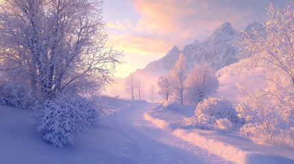 Serene Snow-Covered Landscape with Soft Light