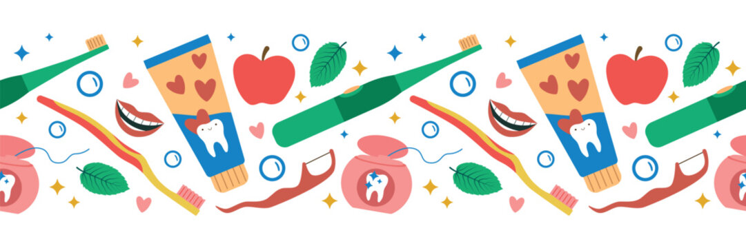 dental care pattern, colorful toothbrush, toothpaste clip art preview