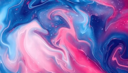 Obraz premium dreamy abstract fluid art with vibrant pink, blue, and violet swirls, perfect for modern wall decor or digital background