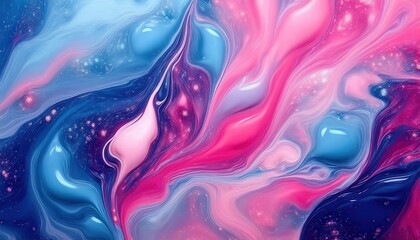 dreamy abstract fluid art with vibrant pink, blue, and violet swirls, perfect for modern wall decor or digital background