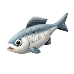 Obraz premium 3D Cartoon Grey Fish Icon with Mullet in Stylish Design on transparent background