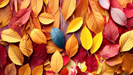 Fototapeta premium Many autumn leaves as background, top view 