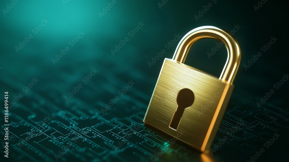 Aufkleber enhanced circuit security, padlock safeguarding digital data and network access on circuit board