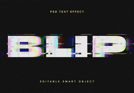 Distorted Glitch Text Effect Mockup