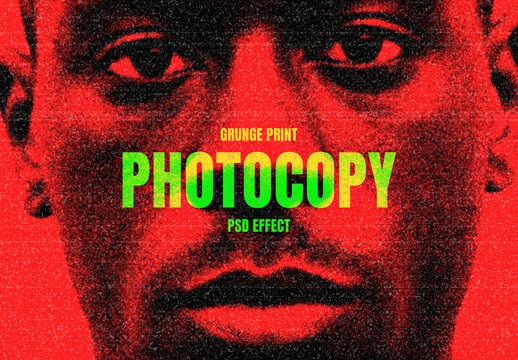 Grunge Photocopy Image Effect Mockup