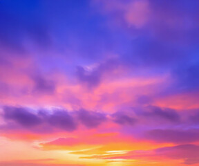 Obraz premium Colorful cloudy sky at sunset. Gradient color. Sky texture, abstract nature background