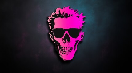 Stylish skull graphic in hot pink against a dark background. Cool and edgy design.